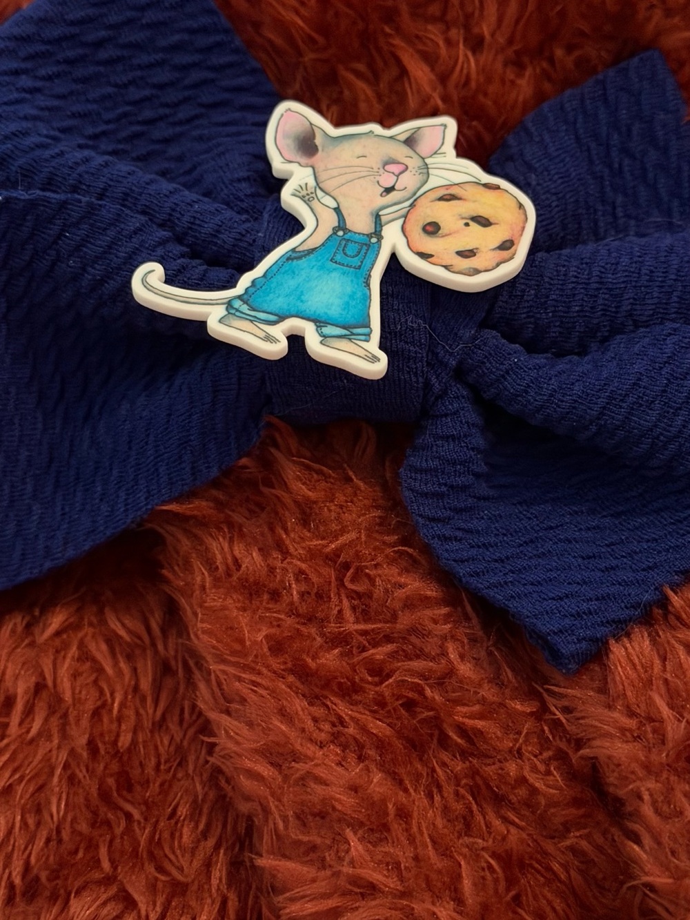 Blue Mouse Cookie Hair Bow Clip